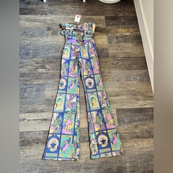 Eden Flattering Glitter Lurex Multi-Coloured Jumpsuit #21 - Picture 4 of 11